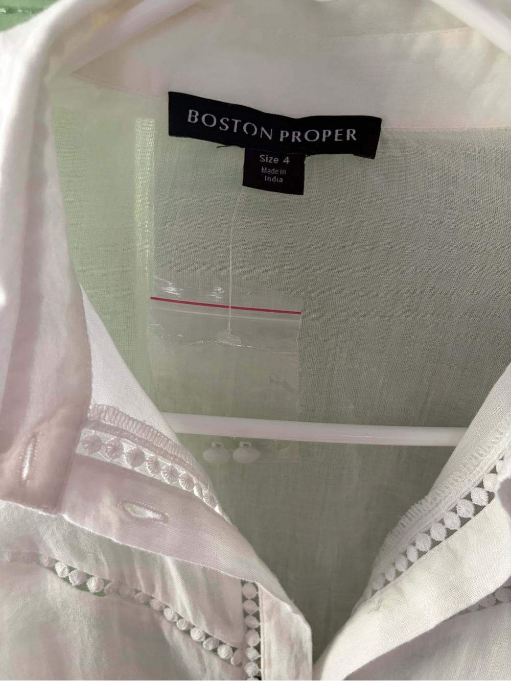 BOSTON PROPER LACE FLARE SLEEVE RUFFLE TOP LINED SZ 4 - Picture 5 of 9